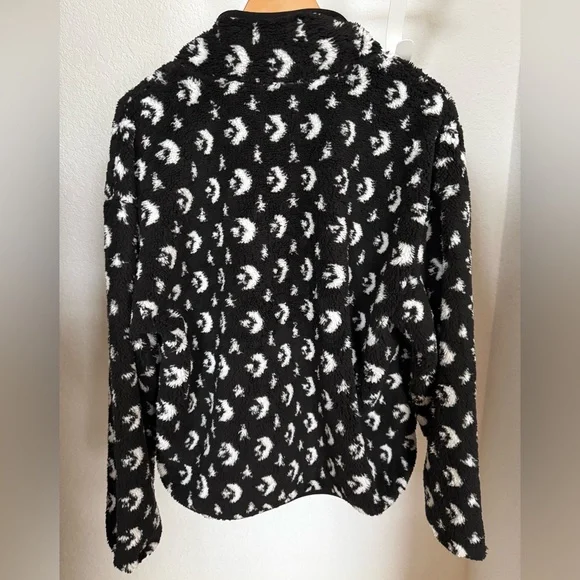 🖤🤍Converse Black and White Patterned Fleece Teddy Full Zip Jacket NWT Size Large - Picture 3 of 12